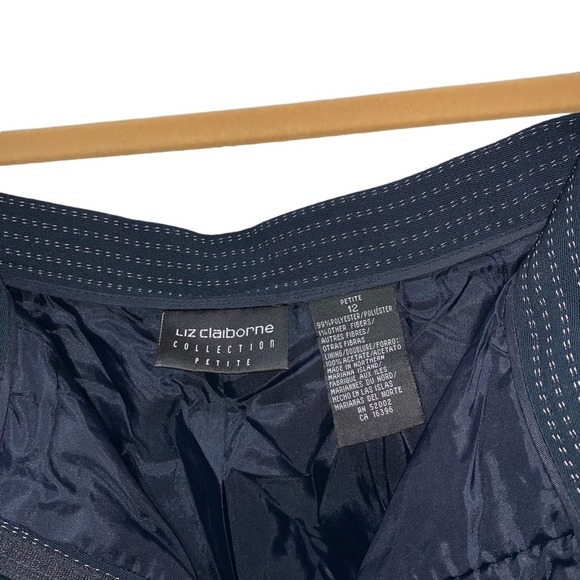 Liz Claiborne Collection - dress slacks, navy w/beige ticking, lined, size:12P - Picture 5 of 9